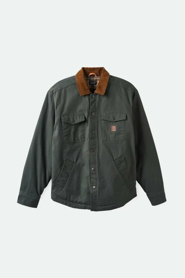 Men Builders Durham Waxed Canvas LS Flannel Lined Jacket Washed Black Brixton Jackets Men Builders Durham Waxed Canvas LS Flannel Lined Jacket Washed Black Brixton Jackets