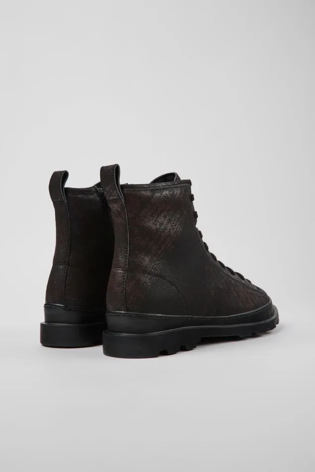 Men Camper Ankle Boots Brutus Blackbrown Brushed Nubuck Boot