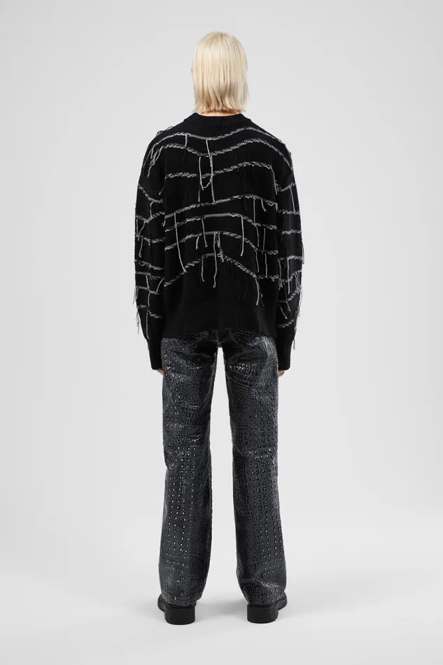 Men Camper Knit Melange Knit Sweater Black Organic Cotton Knit Sweater Men Camper Knit Melange Knit Sweater Black Organic Cotton Knit Sweater
