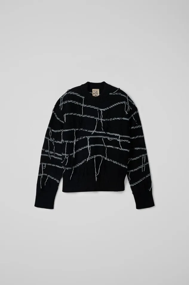 Men Camper Knit Melange Knit Sweater Black Organic Cotton Knit Sweater Men Camper Knit Melange Knit Sweater Black Organic Cotton Knit Sweater