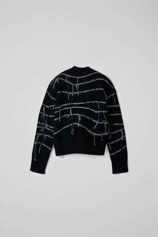 Men Camper Knit Melange Knit Sweater Black Organic Cotton Knit Sweater Men Camper Knit Melange Knit Sweater Black Organic Cotton Knit Sweater