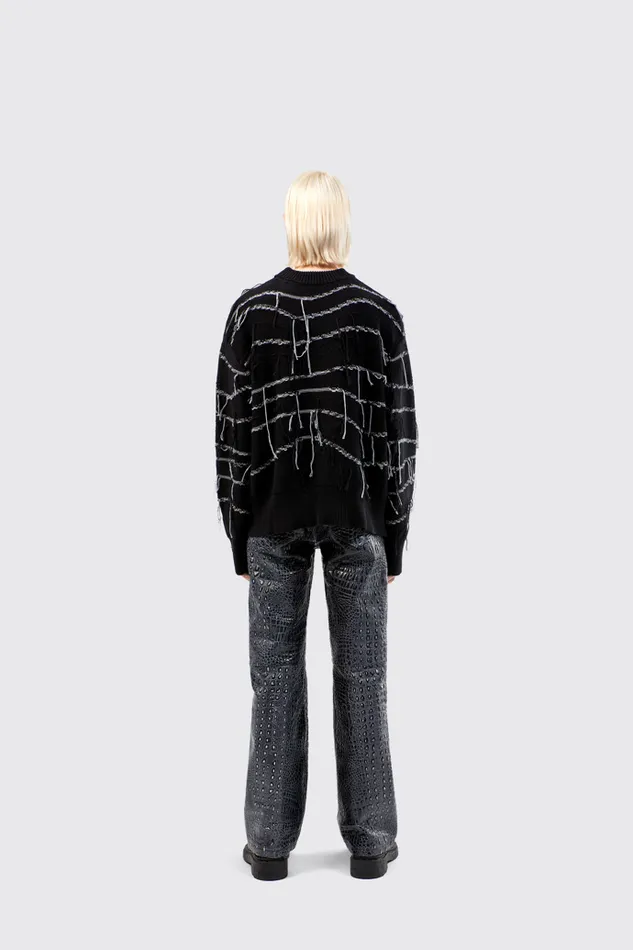 Men Camper Knit Melange Knit Sweater Black Organic Cotton Knit Sweater Men Camper Knit Melange Knit Sweater Black Organic Cotton Knit Sweater