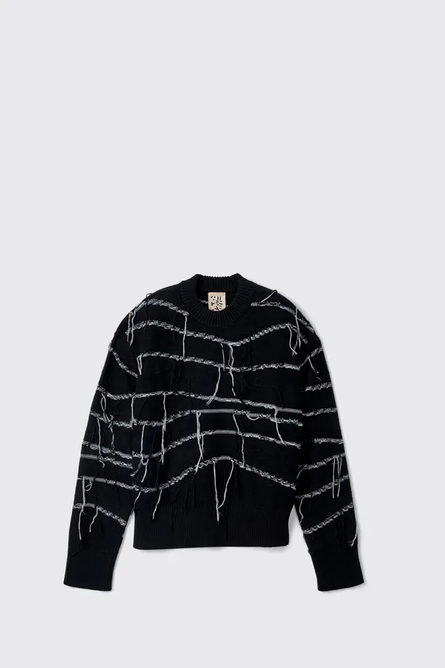 Men Camper Knit Melange Knit Sweater Black Organic Cotton Knit Sweater Men Camper Knit Melange Knit Sweater Black Organic Cotton Knit Sweater