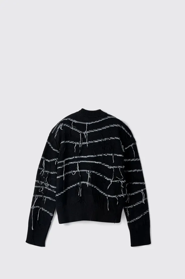 Men Camper Knit Melange Knit Sweater Black Organic Cotton Knit Sweater Men Camper Knit Melange Knit Sweater Black Organic Cotton Knit Sweater