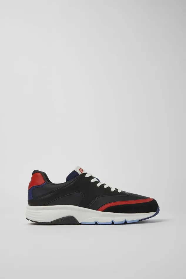 Men Camper Sneakers Drift Black And Red Textile And Leather Sneakers
