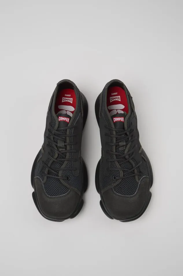 Men Camper Sneakers Karst Sorona Gray And Black Textile Sneaker Men Camper Sneakers Karst Sorona Gray And Black Textile Sneaker