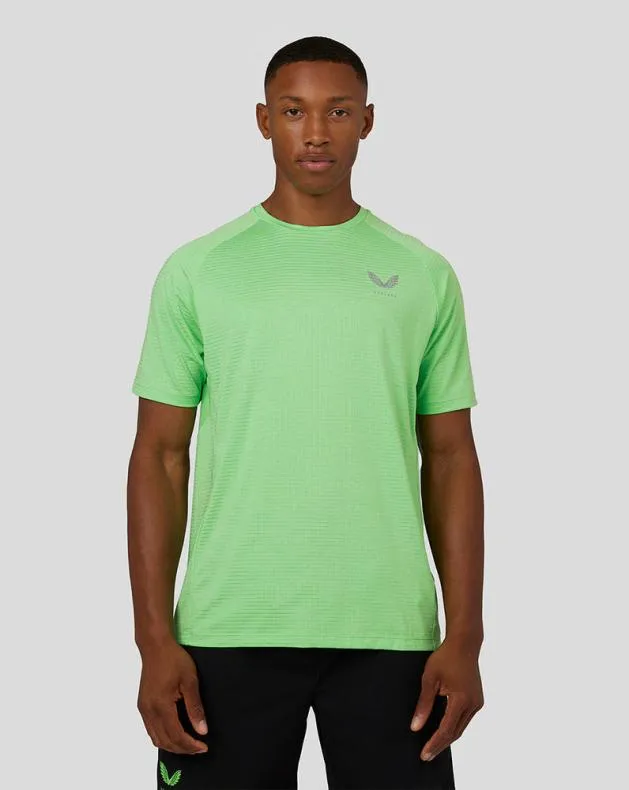 Men Castore Tops Flow Short Sleeve Panel TShirt 8211 Bright Green