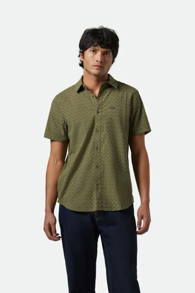 Men Charter Print SS Shirt Ivy Greenmicro Floral Brixton Button Ups