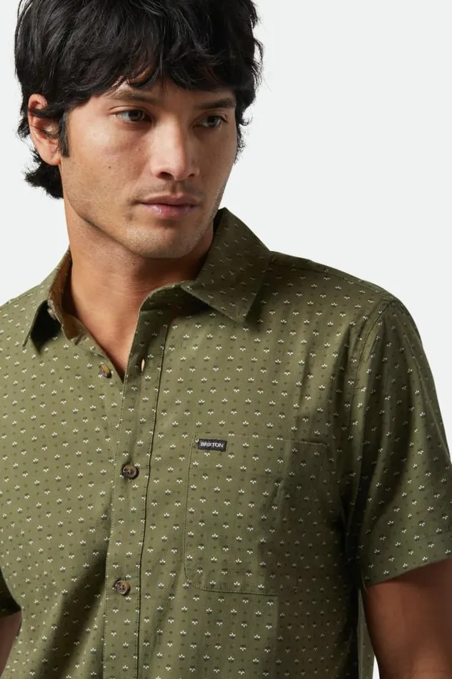 Men Charter Print SS Shirt Ivy Greenmicro Floral Brixton Button Ups