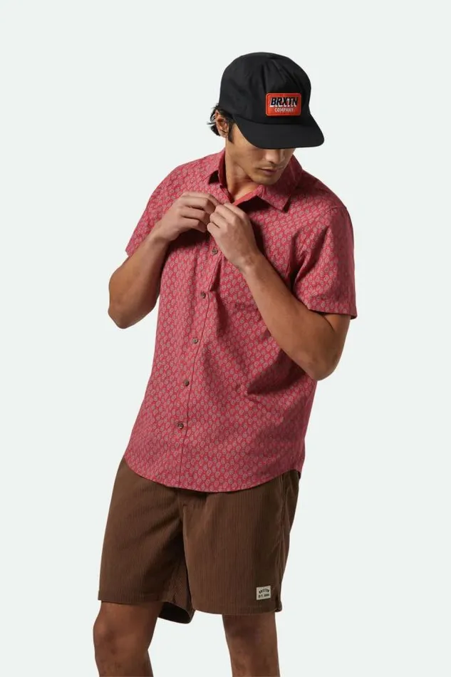 Men Charter Print SS Shirt Rust Redpaisley Brixton Button Ups