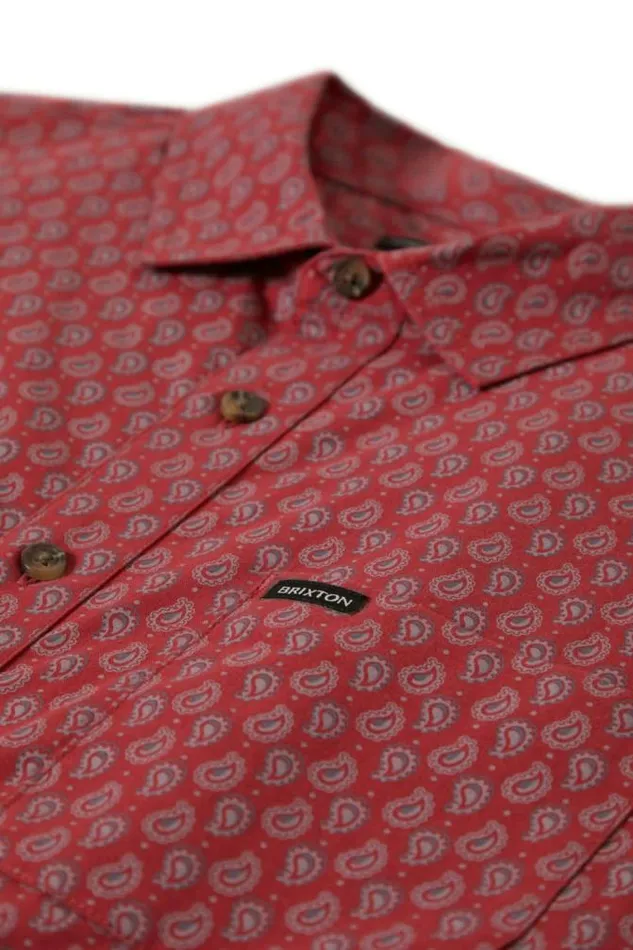 Men Charter Print SS Shirt Rust Redpaisley Brixton Button Ups