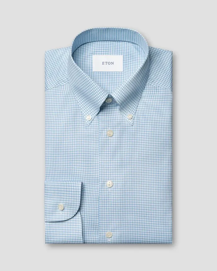 Men Check Signature Oxford Shirt Blue Eton Dress Shirts Men Check Signature Oxford Shirt Blue Eton Dress Shirts
