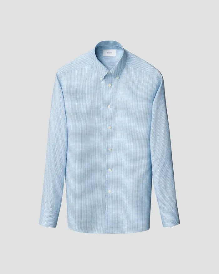 Men Check Signature Oxford Shirt Blue Eton Dress Shirts Men Check Signature Oxford Shirt Blue Eton Dress Shirts
