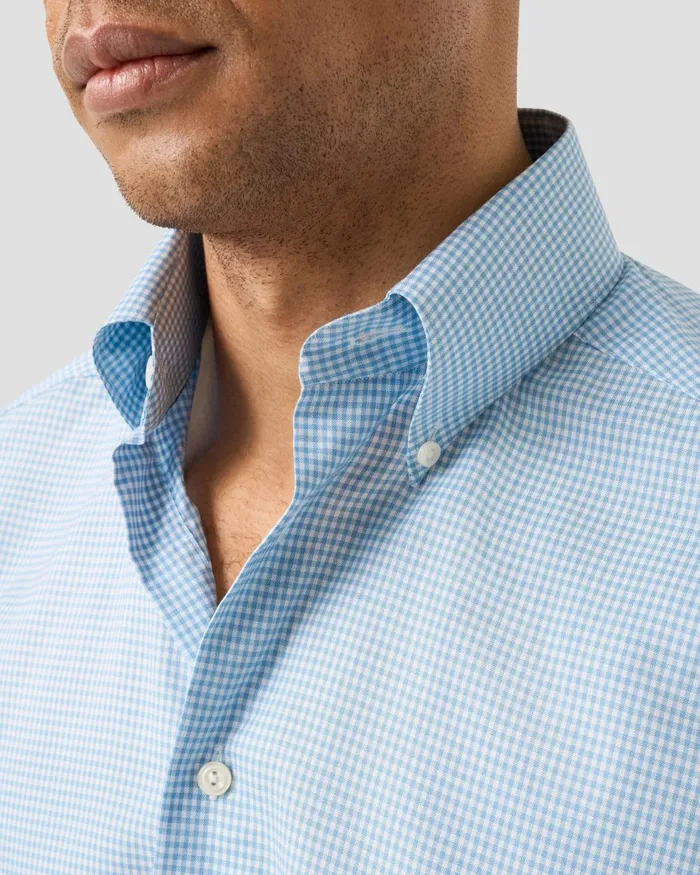 Men Check Signature Oxford Shirt Blue Eton Dress Shirts Men Check Signature Oxford Shirt Blue Eton Dress Shirts