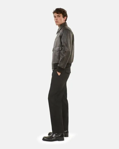 Men Coats and Jackets The Kooples Brown Leather Jacket Dark Brown