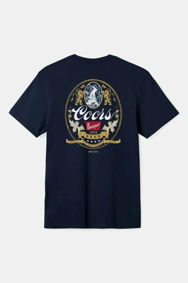 Men Coors Start Your Legacy Mountain TShirt Navy Brixton TShirts