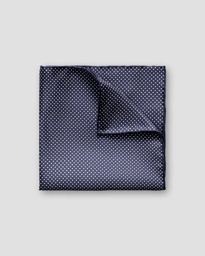 Men Dark Blue Polka Dots Silk Pocket Square Blue Eton Pocket Squares