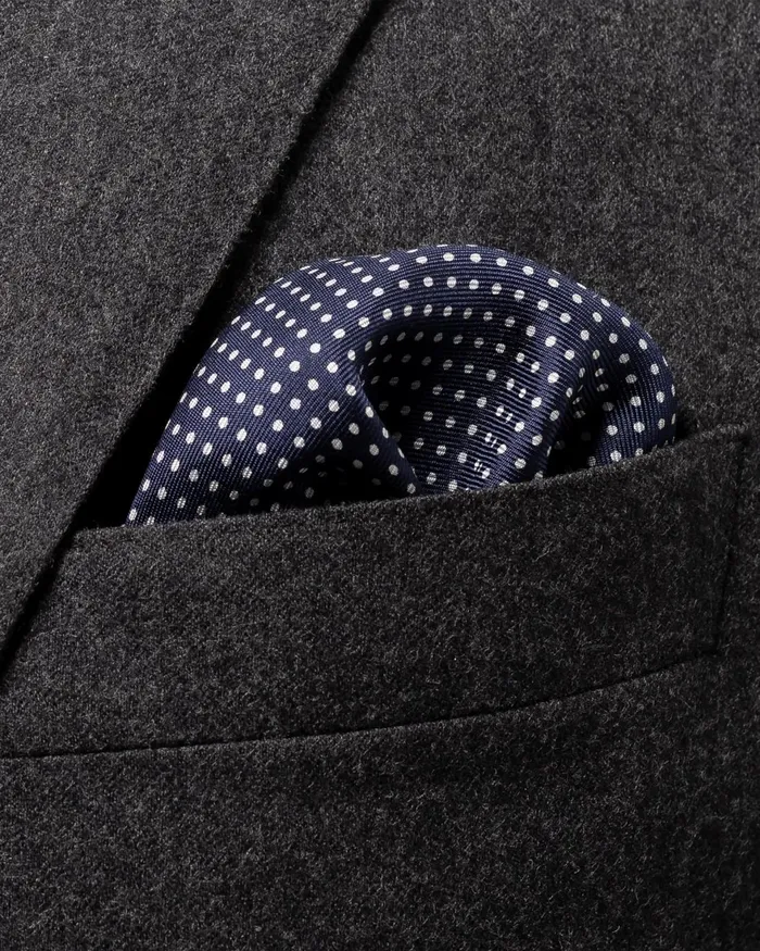 Men Dark Blue Polka Dots Silk Pocket Square Blue Eton Pocket Squares Men Dark Blue Polka Dots Silk Pocket Square Blue Eton Pocket Squares