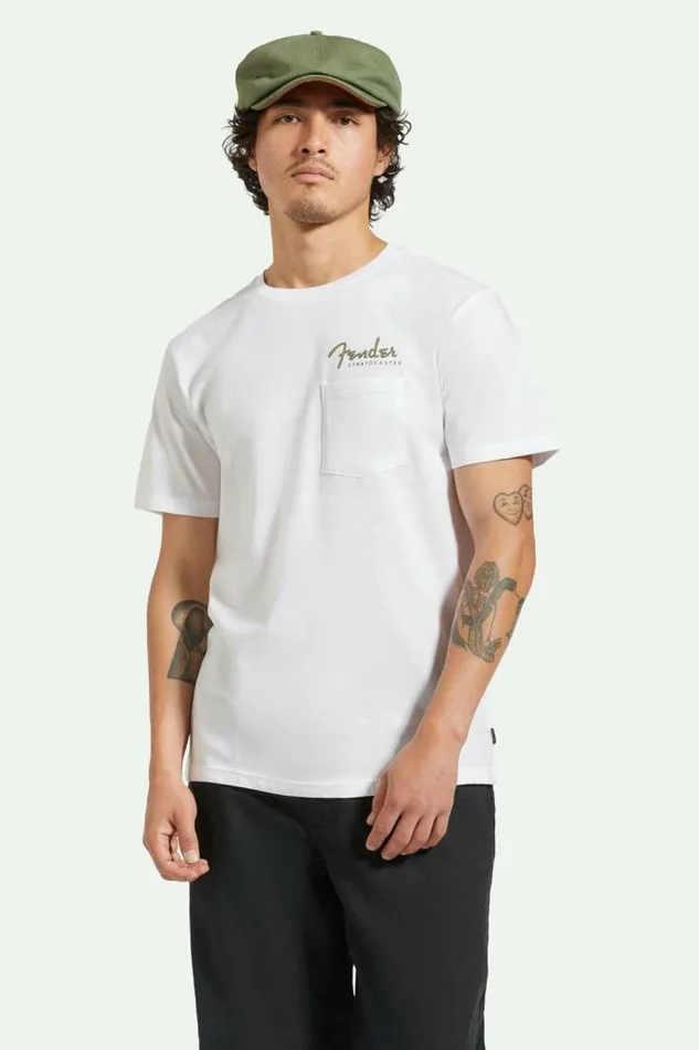Men Fender Volume SS Pocket TShirt White Brixton TShirts