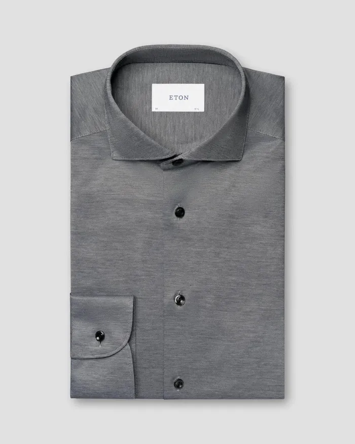 Men Filo Di Scozia Shirt Black Eton Casual Shirts Men Filo Di Scozia Shirt Black Eton Casual Shirts