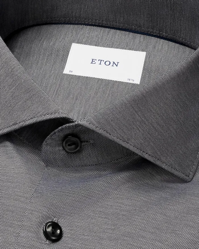 Men Filo Di Scozia Shirt Black Eton Casual Shirts Men Filo Di Scozia Shirt Black Eton Casual Shirts