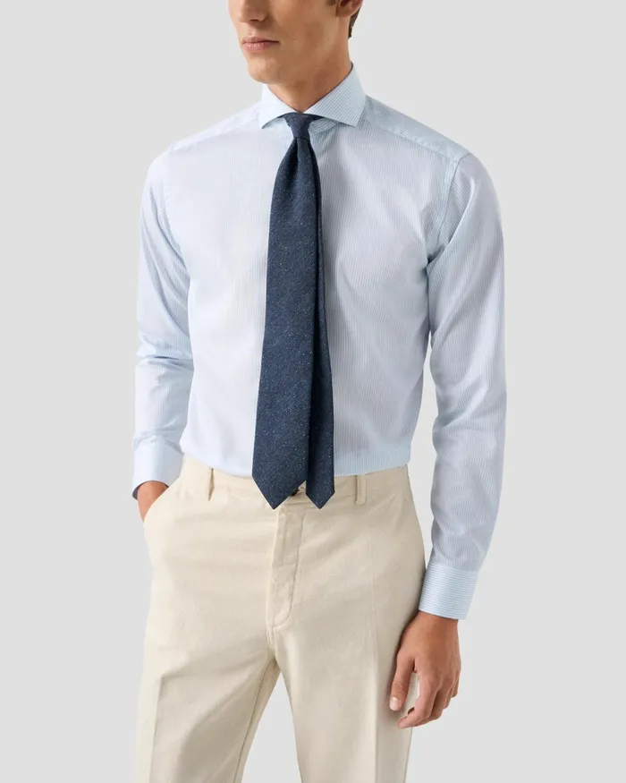 Men Fine Striped Twill Shirt Blue Eton Dress Shirts Men Fine Striped Twill Shirt Blue Eton Dress Shirts