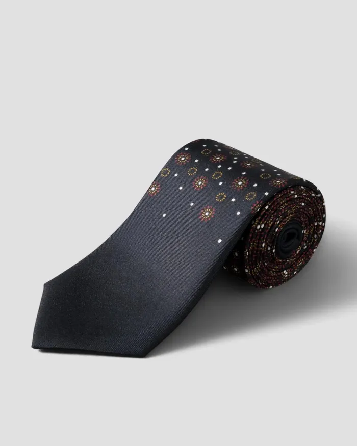 Men Floral Print Silk Tie Blue Eton Ties