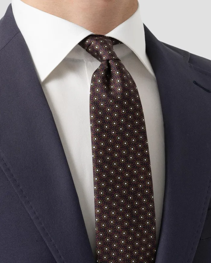 Men Floral Print Silk Tie Blue Eton Ties Men Floral Print Silk Tie Blue Eton Ties