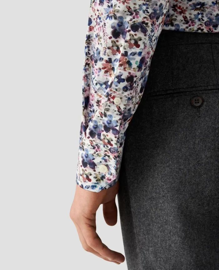 Men Floral Signature Twill Shirt White Eton Dress Shirts Men Floral Signature Twill Shirt White Eton Dress Shirts