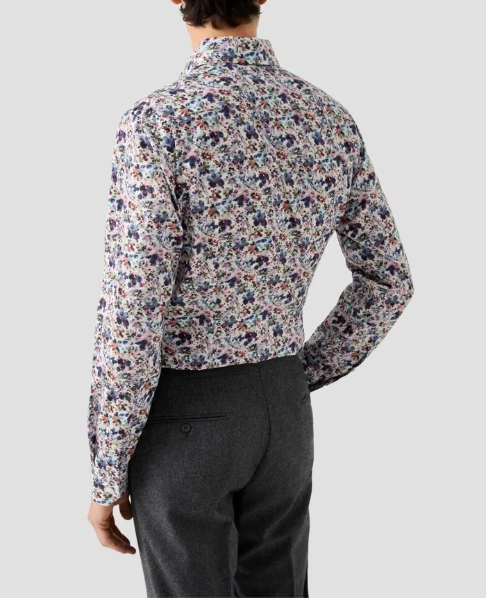 Men Floral Signature Twill Shirt White Eton Dress Shirts Men Floral Signature Twill Shirt White Eton Dress Shirts