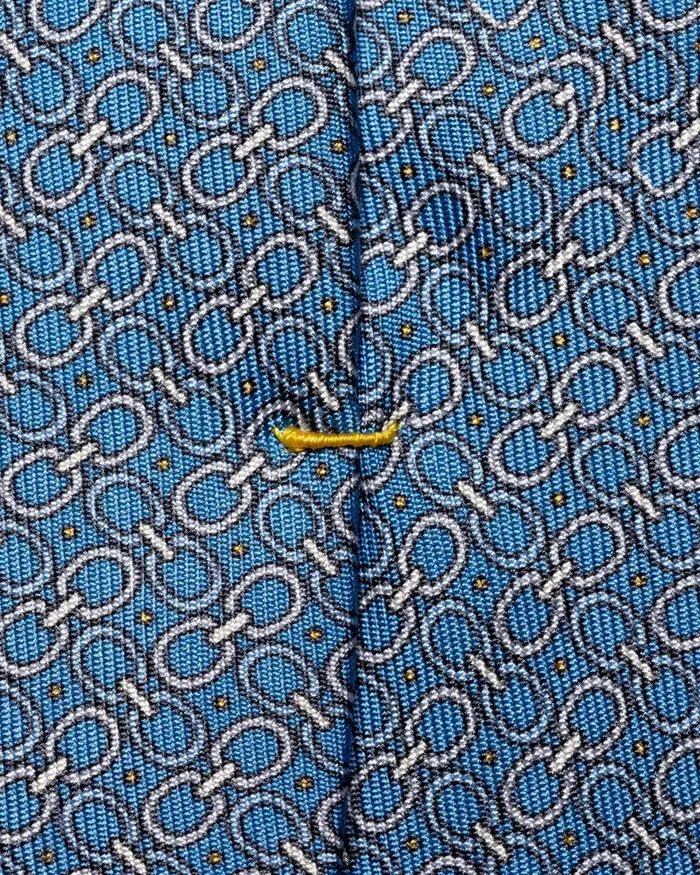 Men Geometric Print Silk Tie Blue Eton Ties Men Geometric Print Silk Tie Blue Eton Ties