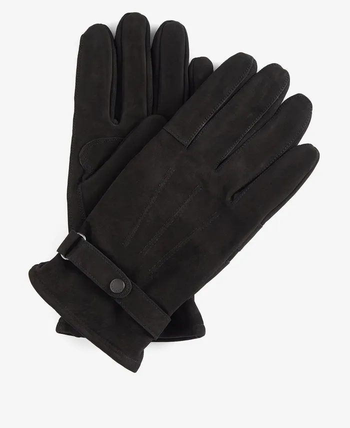 Men Hats Barbour Insulated Leather Gloves Black