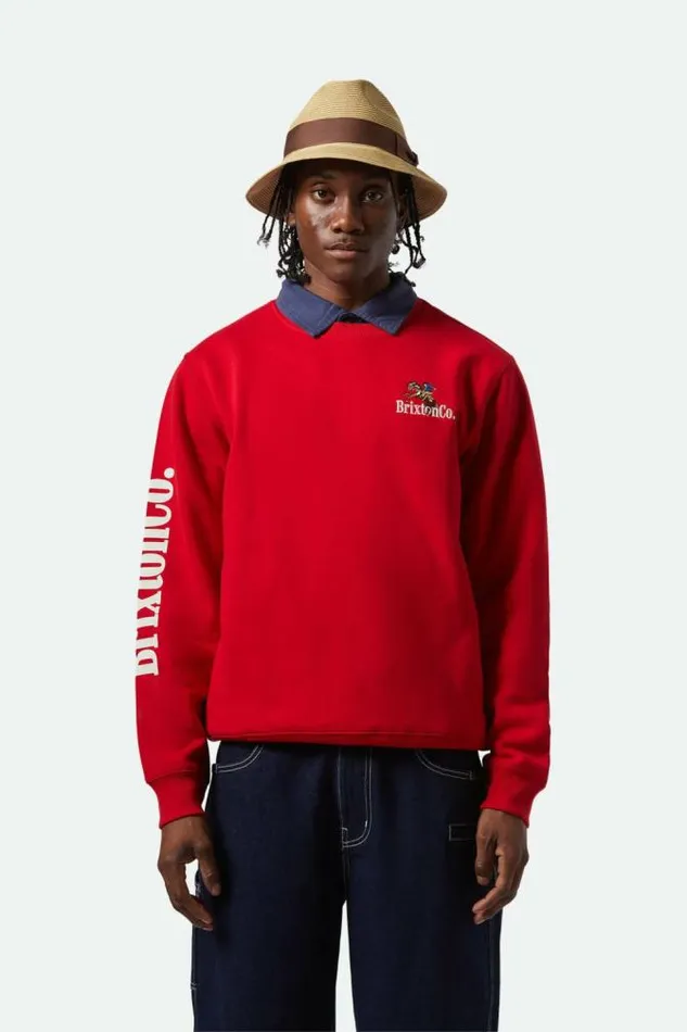 Men Inwood Crew Crimson Brixton Sweatshirts and Hoodies