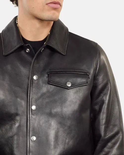 Men Jackets and Blazers The Kooples Black Leather Jacket Black