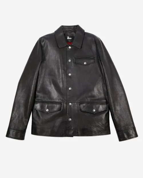 Men Jackets and Blazers The Kooples Black Leather Jacket Black