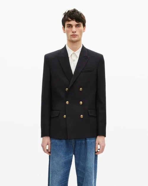 Men Jackets and Blazers The Kooples Navy Blue Wool Jacket Dark Navy