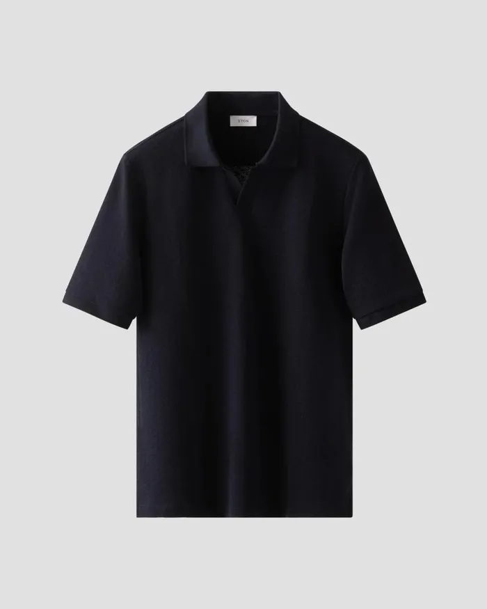 Men Jacquard Polo Shirt Blue Eton Casual Shirts Men Jacquard Polo Shirt Blue Eton Casual Shirts