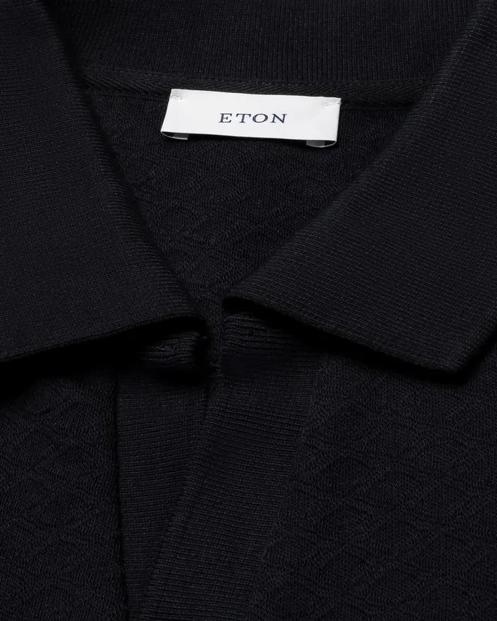Men Jacquard Polo Shirt Blue Eton Casual Shirts Men Jacquard Polo Shirt Blue Eton Casual Shirts