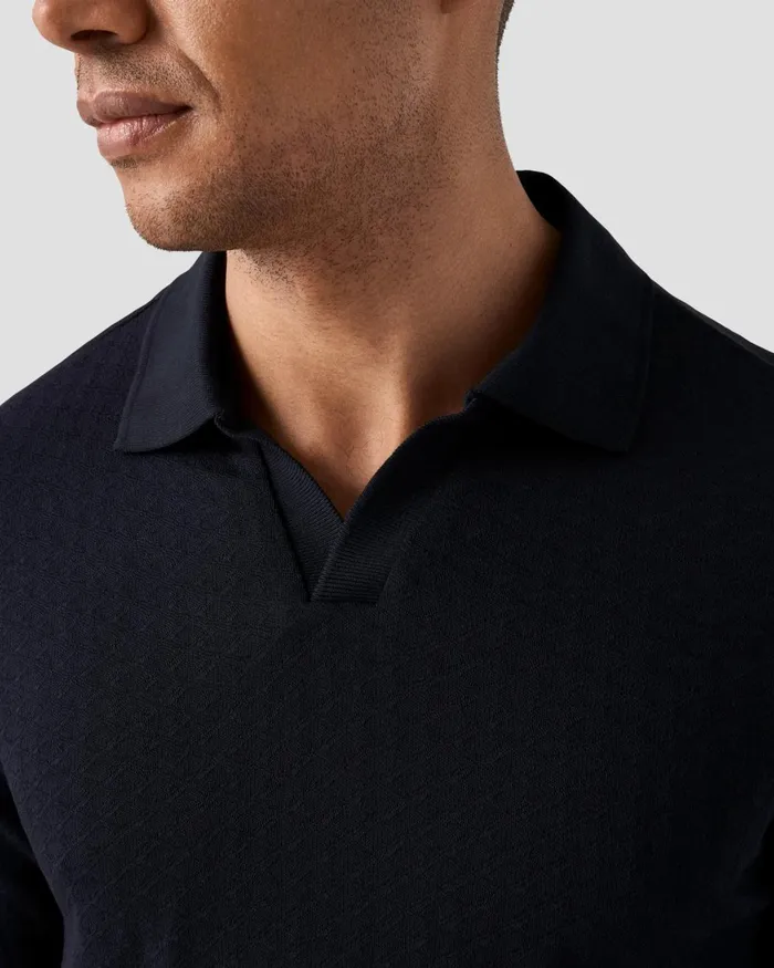 Men Jacquard Polo Shirt Blue Eton Casual Shirts Men Jacquard Polo Shirt Blue Eton Casual Shirts