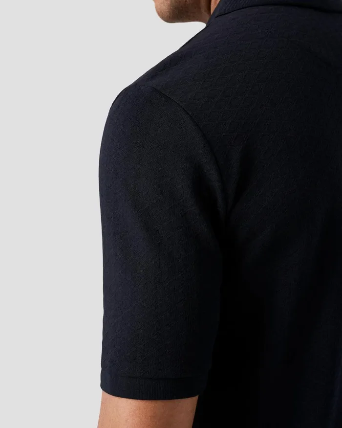 Men Jacquard Polo Shirt Blue Eton Casual Shirts Men Jacquard Polo Shirt Blue Eton Casual Shirts
