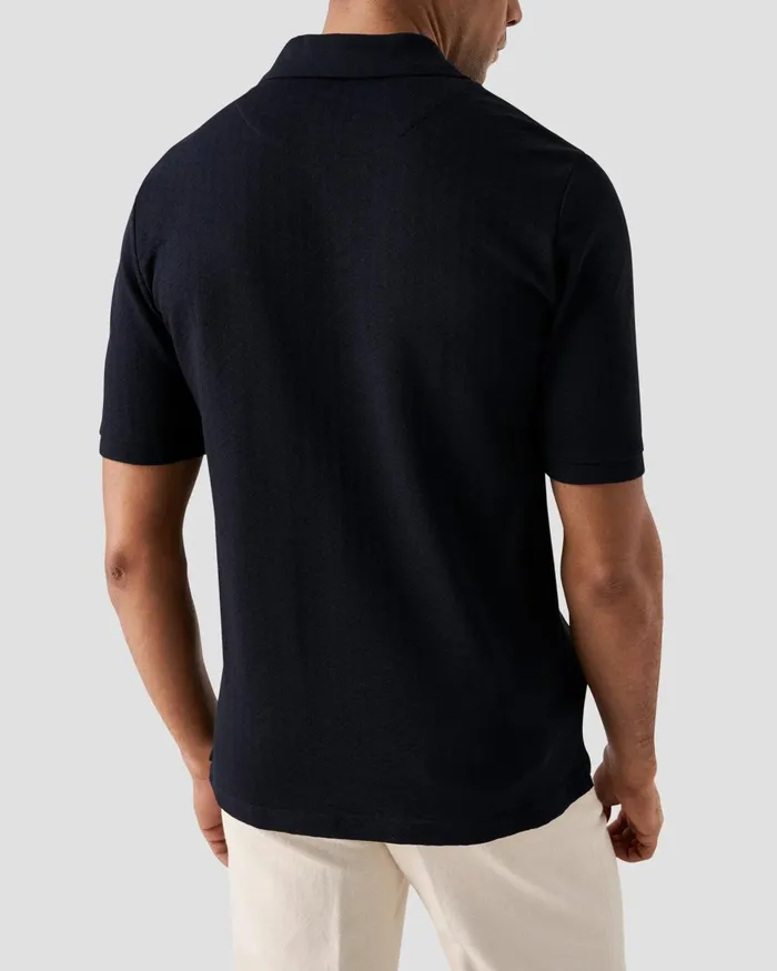 Men Jacquard Polo Shirt Blue Eton Casual Shirts Men Jacquard Polo Shirt Blue Eton Casual Shirts