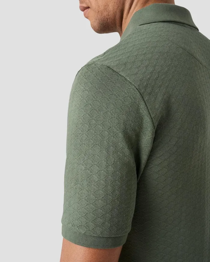 Men Jacquard Polo Shirt Green Eton Knitwear Men Jacquard Polo Shirt Green Eton Knitwear