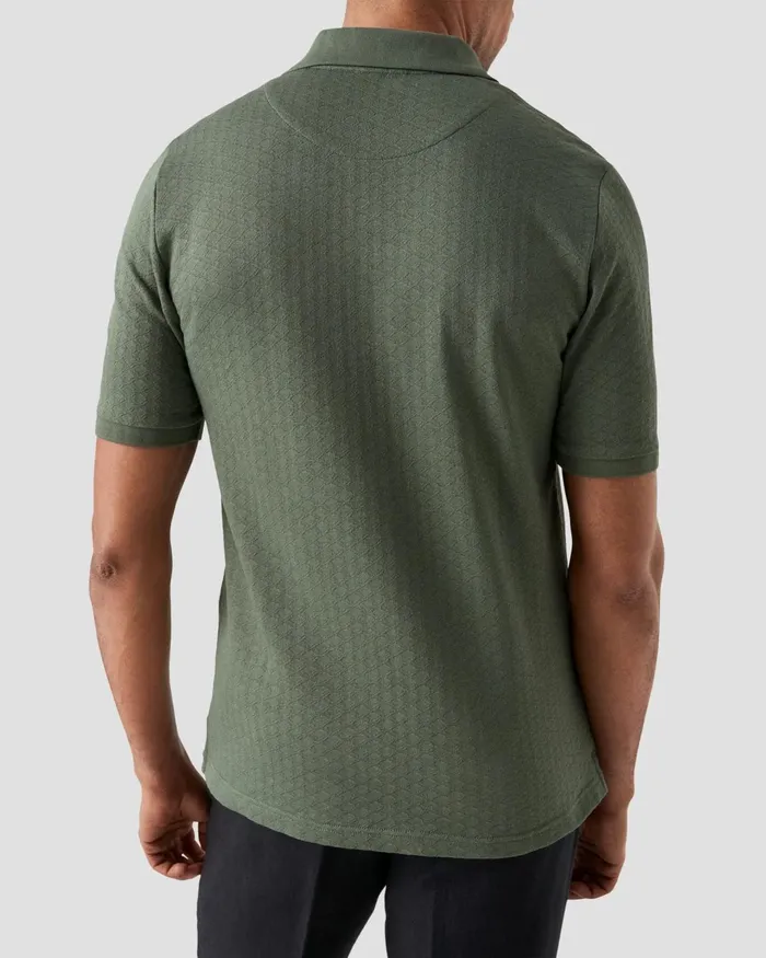 Men Jacquard Polo Shirt Green Eton Knitwear Men Jacquard Polo Shirt Green Eton Knitwear