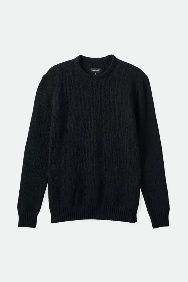 Men Jacques Waffle Knit Sweater Black Brixton Sweatshirts and Hoodies