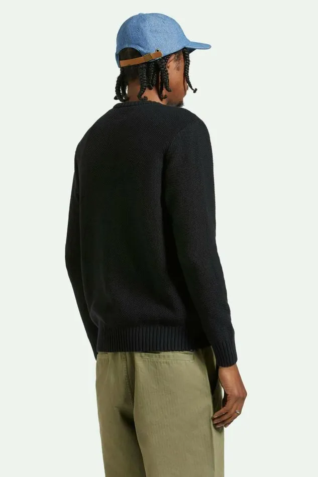 Men Jacques Waffle Knit Sweater Black Brixton Sweatshirts and Hoodies