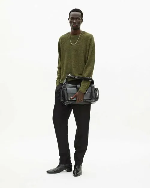 Men Jumpers and Cardigans The Kooples Khaki Wool And Linen Sweater Olive Kaki