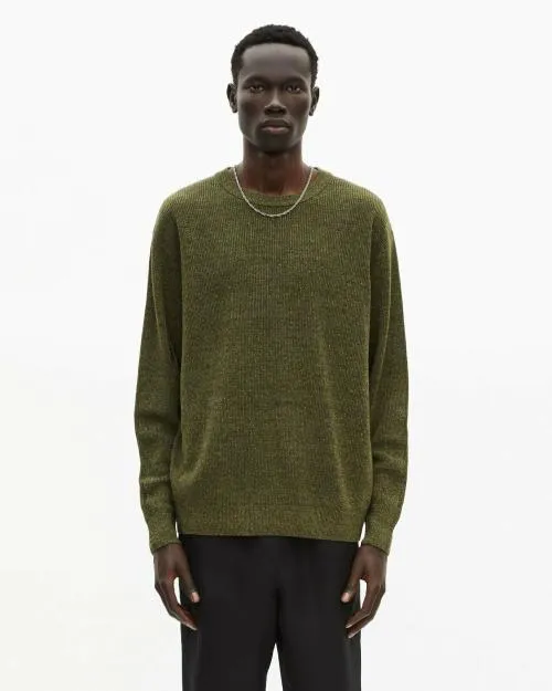 Men Jumpers and Cardigans The Kooples Khaki Wool And Linen Sweater Olive Kaki
