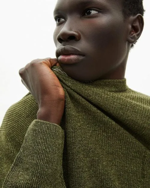 Men Jumpers and Cardigans The Kooples Khaki Wool And Linen Sweater Olive Kaki