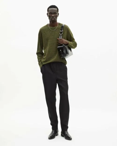 Men Jumpers and Cardigans The Kooples Khaki Wool And Linen Sweater Olive Kaki