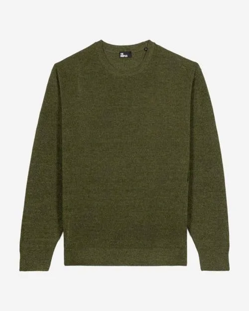 Men Jumpers and Cardigans The Kooples Khaki Wool And Linen Sweater Olive Kaki